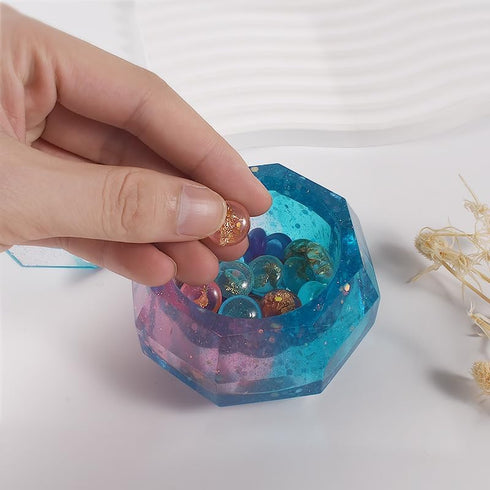 Small Octahedral Storage Box Resin Mold with 1 lid Silicone Molds Epoxy Resin Section Shaped Beads Holder Storage for Jewelry Ornaments Trinket Co...