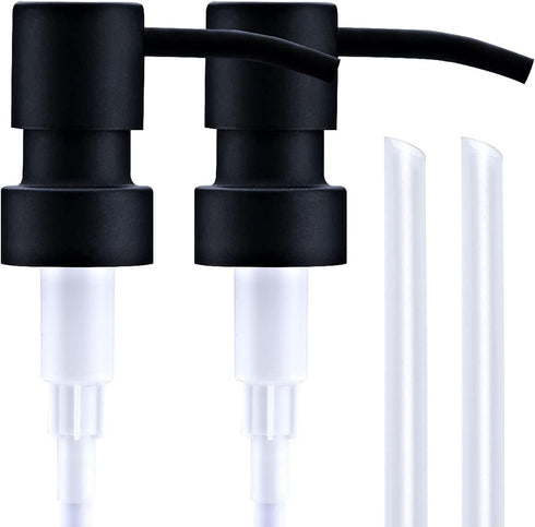 Black Soap Dispenser Pump Replacement - Matte 304 Stainless Steel Hand Soap and Lotion Dispenser Pumps Replacement for Regular Glass Mouth Bottles...