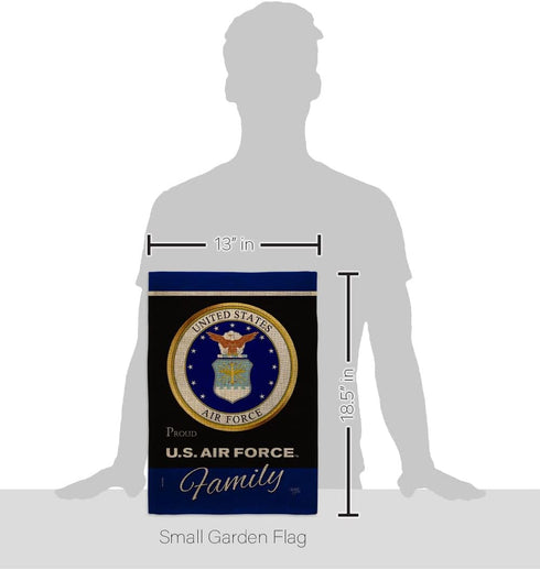Air Force Proudly Family Burlap Garden Flag - Armed Forces USAF United State American Military Veteran Retire Official - House Decoration Banner Y...