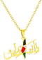 Palestine Map Pendant Necklace, Palestinian Flag Necklace Jewelry Gifts, Stainless Steel Arabic Jewelry for Women and Men...