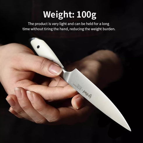 5 inch Paring Knife, German 1.4116 Stainless Steel Peeling Knife, Fruit Vegetable Knife with White ABS Handle, Razor Sharp Small Kitchen Knife wit...