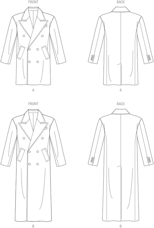 Vogue Men's Loose-Fitting Lined Coat Sewing Pattern Kit, Design Code V1976, Sizes 34-36-38-40-42...