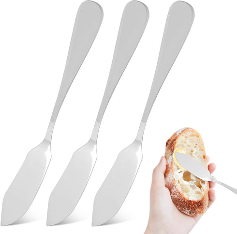 3Pcs Butter Knives Stainless Steel Butter Spreader Kitchen Knives for Pastry and Cold Butter Sandwich Cheese (6.1Inch)...