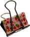 Fun Strawberry Print Binder Clips, 1 1/4"" Size, Set of 6, Red, Pink, Silver...