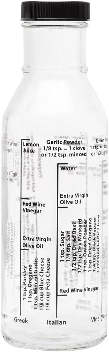 Kolder Salad Dressing Mixer Bottle for Light Recipes, Glass, 13-Ounce...