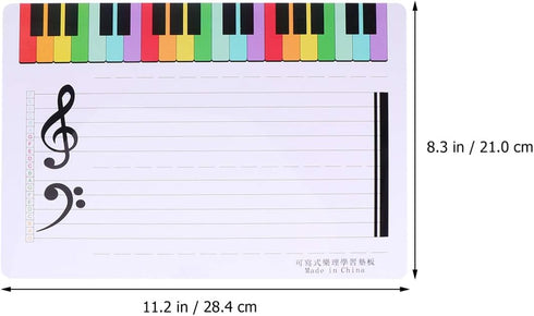 2pcs Dry Erase Music Lap White Board Erasable Writing Staff Write Musical Notes Double Sided Whiteboard Teaching Practice Board White 28.4x21x0.1c...
