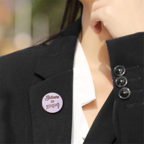 Believe in Yourself Enamel Pin inspirational quote badge round button Brooch golden worlds Accessory kids adults friends gift...