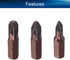 Auniwaig 3pcs 1/4 Inch Shank 0.98" Length PZ1/PZ2/PZ3 Magnetic Hex Screwdriver Bits S2 High Alloy Steel Power Tool Screwdriver Bits...