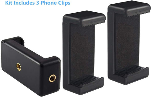 Tripod Mount Adapter Kit for 3 Devices. Works with Smartphones, iPhone, Android, GoPros, DSLR Cameras, Mic, LED, Ring Lights. Perfect for Vlogging...