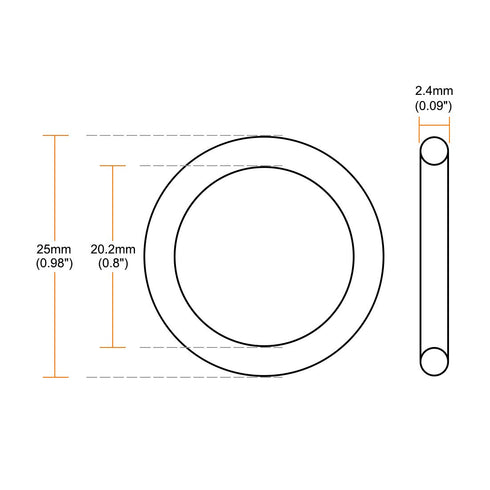 uxcell Fluorine Rubber O-Rings, 25mm OD 20.2mm ID 2.4mm Width FKM Seal Gasket for Machinery Plumbing, Green, Pack of 10...