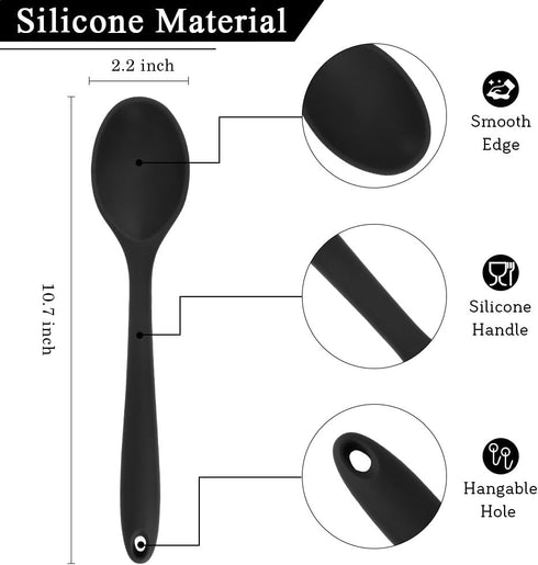 Cooking Spoon 2Pcs Large Serving Spoons 10.8'' Heat Resistant Silicone Spoon, Non-Stick Mixing Kitchen Spoons, Premium Silicone Kitchen Utenils fo...
