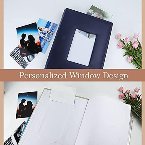 Vienrose Photo Album 4x6 300 Photos with Memo Area Leather Cover Large Capacity Slip-in Pictures Book for Wedding Baby Vacation, Blue...