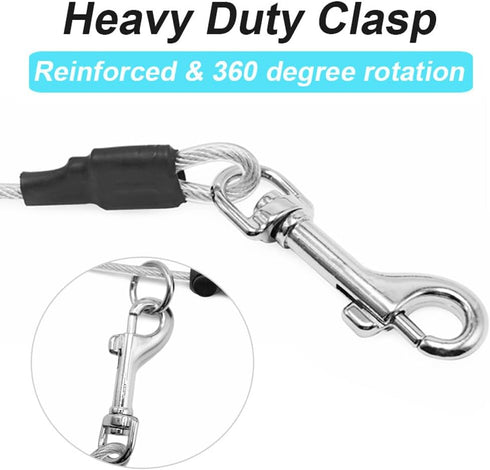 4/6FT Cable Slip Lead Dog Leash, Chew Proof Steel Wire Dog Leash with Reflective Soft Nylon Handle for Teething Puppies Small Medium Dogs Training...