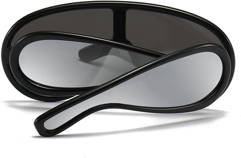 Trendy Wave Mask Sunglasses for Women Men Oversized Shield Sun Glasses Fashion Designer Style...