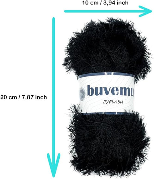 Eyelash Fun Fur Yarn 100 Gram (3.53 Ounces) 175 Yards (160 Meters) (Black - 4 Skeins)......