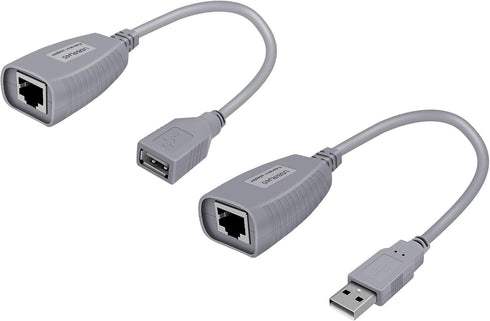 USB to Cat5 Adapter, USB Extender Ethernet Up to 164ft/50m, Supports USB1.1 Protocol, USB Over Cat5 Compatible with USB2.0 Mouse, Keyboard, U Disk...