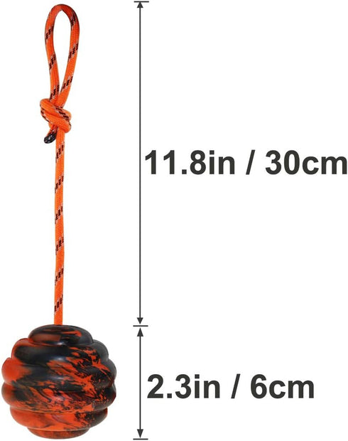 K9 Training Ball with Rope Exercise and Reward Toy for Dogs Indestructible Dog Toy Ball with Handle for Training Pull Throw Toy tug Toy Dogs Fetch...