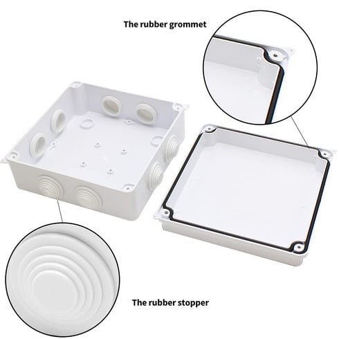 MAKERELE IP65 Waterproof Dustproof Electrical Junction Box ABS Plastic Electronics Enclosure White 5.9”×5.9”×2.8”inch(150×150×70mm)...