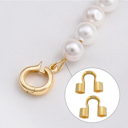 1 Box 600Pcs Wire Guardians Jewelry Wire Guard Loops Brass U Shaped Small Double Holes Gold Thread Wire Protectors for Jewelry Making Necklaces Br...
