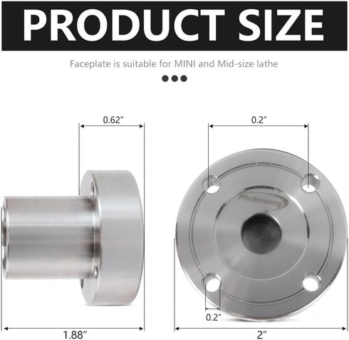 Phukmlong 2" Wood Lathe Steel Faceplate Chucks with ScrewChuck, 1"-8TPI Thread Woodworking Accessories Tools…...