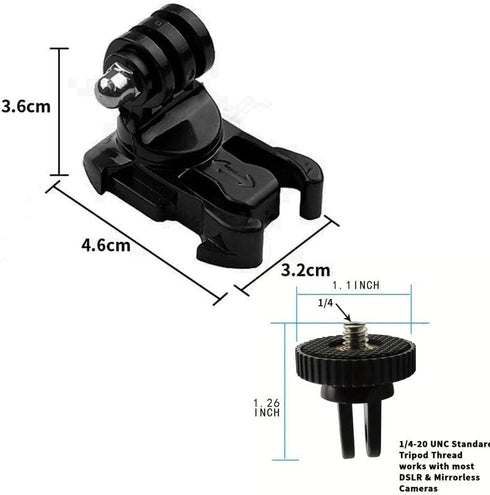 360 Degree Rotate Screw Swivel Mount Helmet Strap Buckle Adapter Holder Mount for GoPro Hero 11/10/9/8/7/(2018)/6/5/4 Black,Hero 3+,DJI Osmo,AKASO...