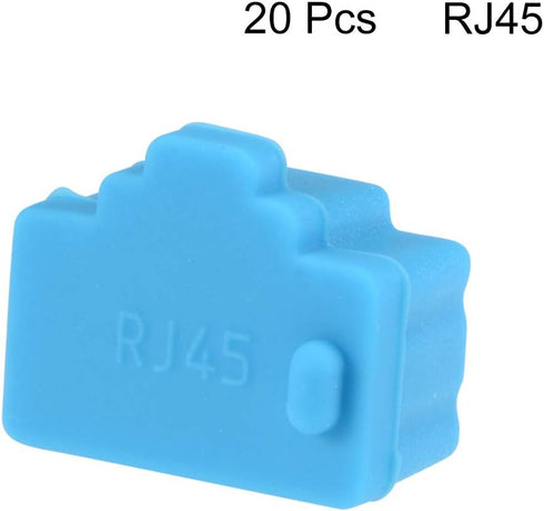 uxcell 20pcs RJ45 Silicone Protectors Ethernet Hub Port Anti Dust Cap Cover, Blue...