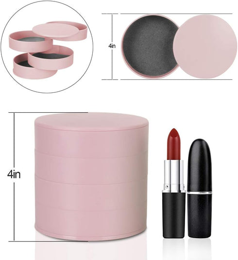 CONBOLA Jewelry Organizer, Small Jewelry Storage Box Earring Holder for Women, 5-Layer Rotating Travel Jewelry Tray Case with Lid for Bracelets Ri...