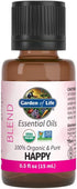 Garden of Life Essential Oils, 100% Organic & Pure Geranium Essential Oil Plus Sweet Orange & Palmarosa - Happy Blend for Diffusers, Home, Skin & ...