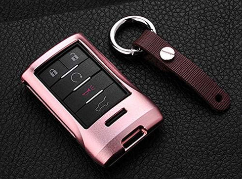 Royalfox 4 5 6 Button metal Key Fob cover for Cadillac DTS STS SRX XTS CTS Escalade Chevrolet Corvette C7 rosegold...