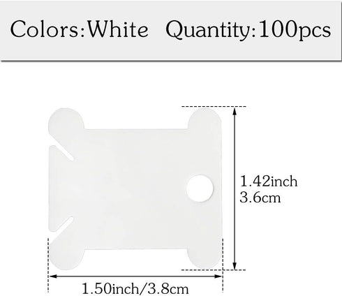 100 Pcs Plastic Floss Bobbin, Embroidery Floss Bobbins, Cross Stitch Embroidery Cotton Thread Embroidery Floss Thread Craft, White Embroidery Thre...