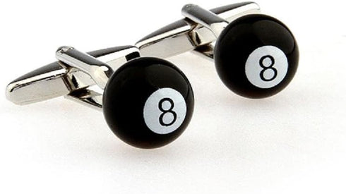 Eight 8 Ball Pool Pair Cufflinks in a Presentation Gift Box & Polishing Cloth...
