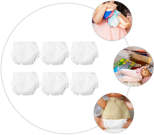 NUOBESTY White Doll Diapers Baby Doll Underwear for Baby Adjustable Doll Underpants Doll Diapers Reusable 6pcs...