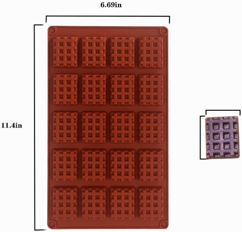 Silicone Waffle Mold, 20 Cavities Mini Square Waffle Maker Silicone Mold, Non-Stick Waffle Tray for Making Waffle Cookie, Chocolate, Candy, Soap, ...