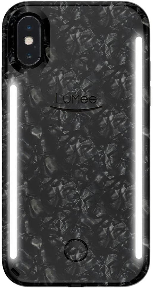 LuMee Duo Phone Case, Pearl Black | Front & Back LED Lighting, Variable Dimmer | Shock Absorption, Bumper Case, Selfie Phone Case | iPhone X/iPhon...