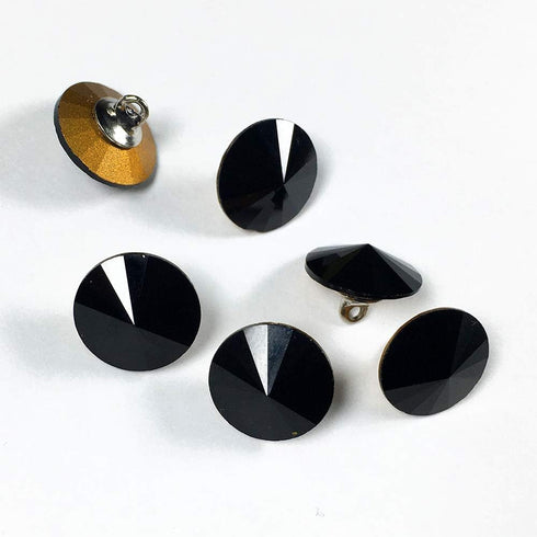 6-pcs 12mm Austria Crystal 1122 Rivoli Button with Shank, SW-1122BT (Jet)...