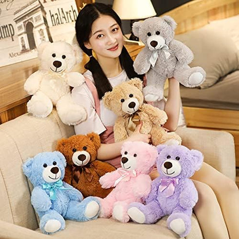 Plush Teddy Bear Cute Stuffed Animal Bear with Bow Plush Toys 13.8 Inches (Khaki)...