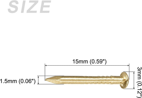 Small Nails (1.5x15mm) 50pcs, Brass Tiny Hardware Nails - for Household Woodworking, Brass Tone...