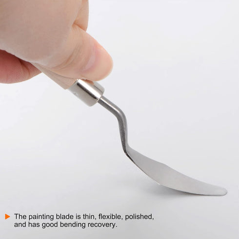 2pcs No.7 Palette Knives 10mm Width Stainless Steel Small Pointy Spatula Painting Pallet Knife with Wood Handle for Oil Acrylic Canvas Mixing Spre...