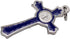 hand made St Benedict Cross Medal Crucifix 3" Tall Silver Plated with Blue Enamel...