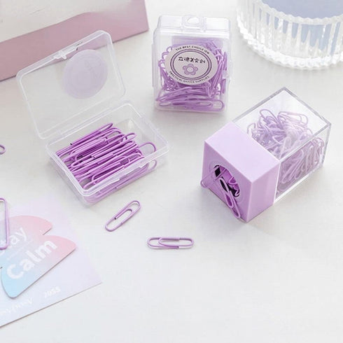 Pink Paper Cilp Dispenser Holder Clear Acrylic Paper Clip Organizers with Magnetic Top Paper Clip Holders for Desk Cute Office Binder Clip, Paper ...