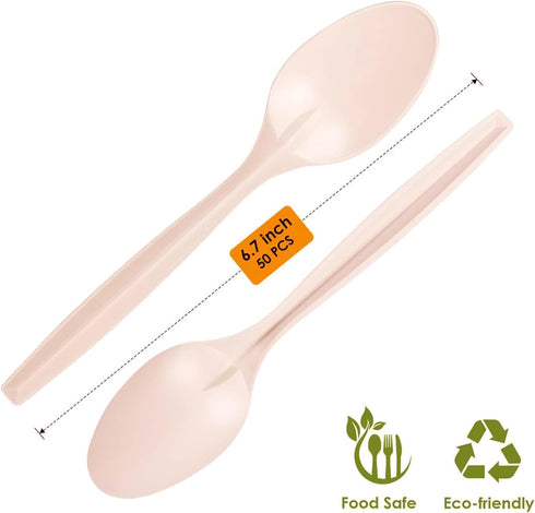 100% Eco Friendly Compostable Spoons Disposable Spoons Cornstarch Based 50 Large Disposable Utensils (6.7 in.) Durable and Heat Resistant Alternat...