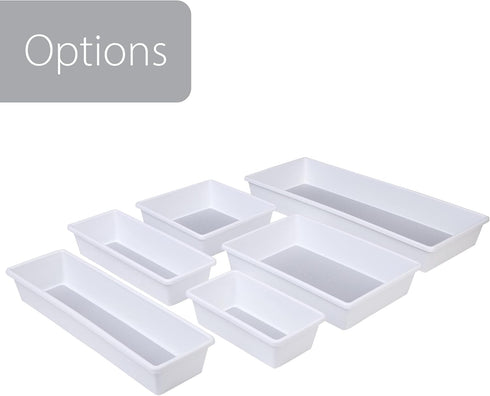 Smart Design Plastic Drawer Organizer - Set of 3-6.75 x 3.75 Inch - Non-Slip Lining and Feet - BPA Free - Utensils, Flatware, Office, Personal Car...