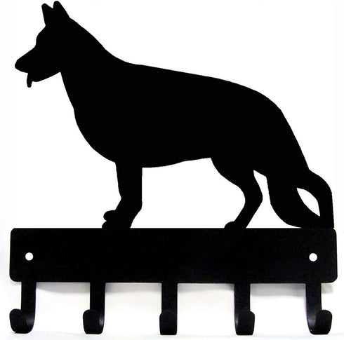 German Shepherd #1 Key Holder Dog Leash Hanger for Wall - Large 9 inch Wide with 5 Hooks - Made in USA...