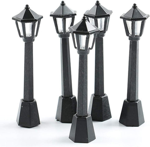 SEWACC 3pcs Mini Street Light Models Miniature Street Lamp Models Decorative Pathway Lantern Post for Miniature Doll House Micro Landscape Lamppos...