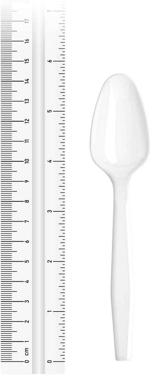 50 Medium-Weight Disposable Plastic Teaspoons - White...
