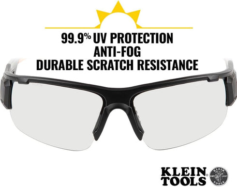 Klein Tools 60161 Safety Glasses, Professional PPE Protective Eyewear with Semi Frame, Scratch Resistant and Anti-Fog, Clear Lens...