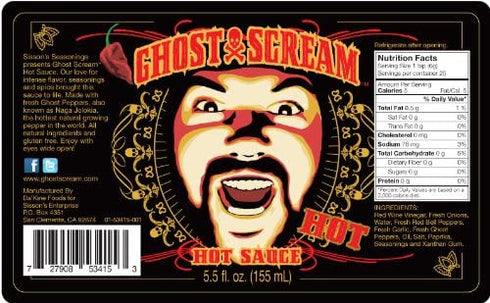 Ghost Scream Hot Sauce - "Original Flavor" (Smoky, Bold & Flavorful!) - Original Award-Winning Ghost Pepper Recipe, (5.5 Oz.)...