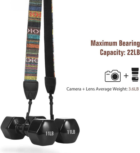 MoKo Camera Strap, Retro Cotton Canvas Woven Strap Universal Shoulder Neck Sling Belt for ALL DSLR/SLR Cameras Canon/Sony/Nikon, Adjustable Thin S...