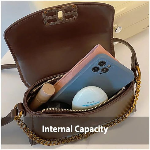 Women Retro Small Crossbody Bag Designer Purse With Decorative Chain...