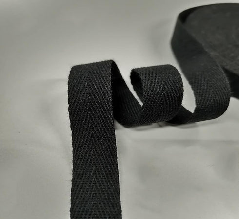 50 Yard Twill Tape Ribbon 1 Inch, Soft Natural Webbing Tape Roll Cotton Herringbone Bias Tape for Sewing DIY Crafts Home Decor (Black)...